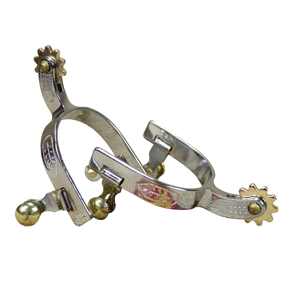 Hilason Chrome Plated Malleable Iron Youth Spurs Engraved Band