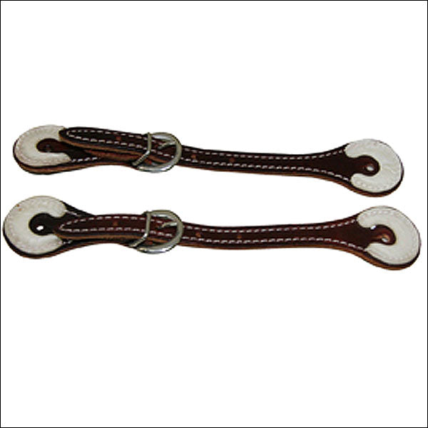 Hilason Burgundy Leather Spur Straps 1 Ply Stitched Skirt Rawhide Trim