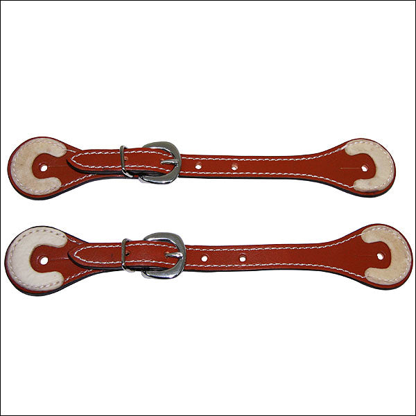 Hilason Russet Leather Spur Straps 1 Ply Stitched Skirting Rawhide Trim