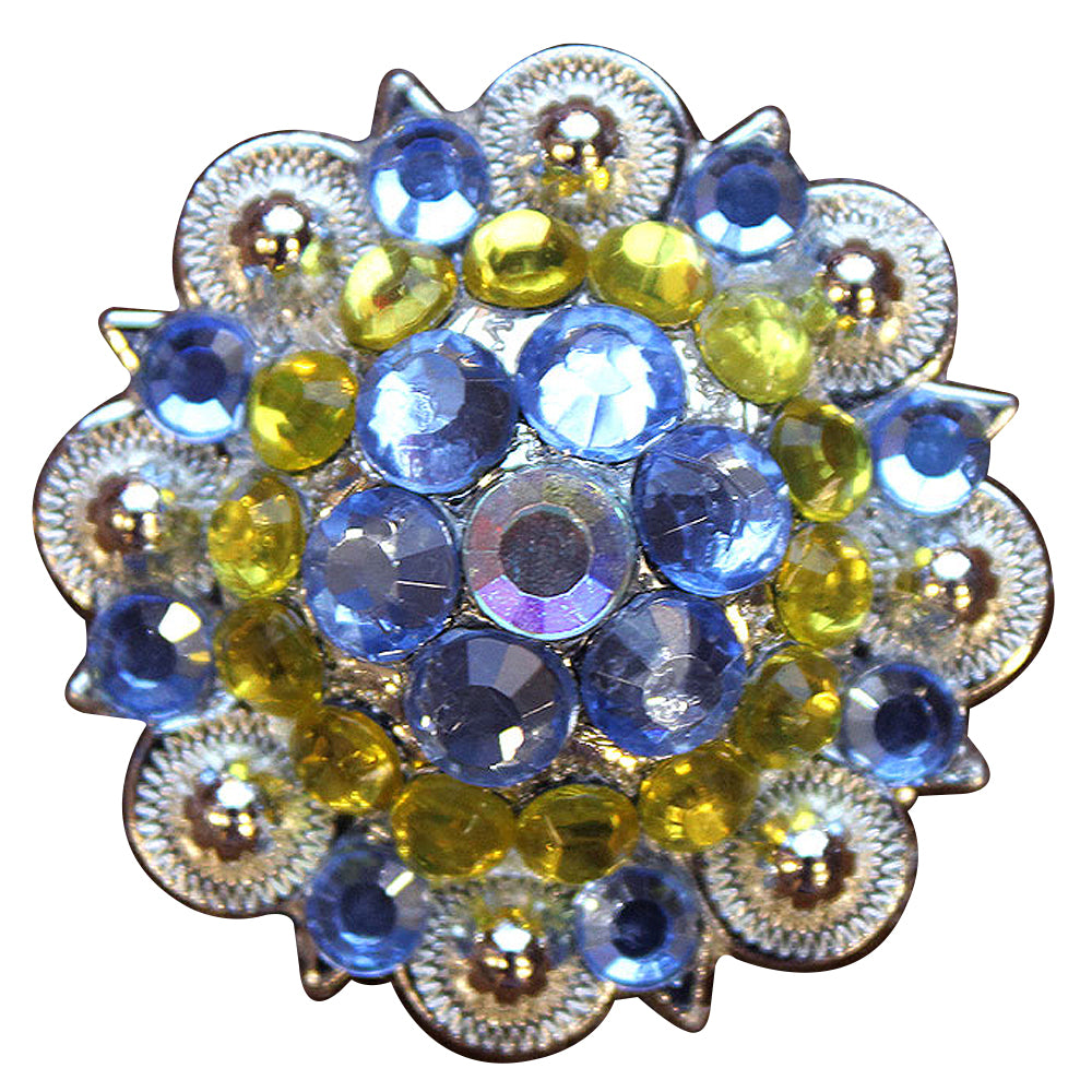 HILASON Screw Back Concho Purple Lemon Crystals 1-1/4In Saddle Crystal AB, Aqua Marine and | Bling