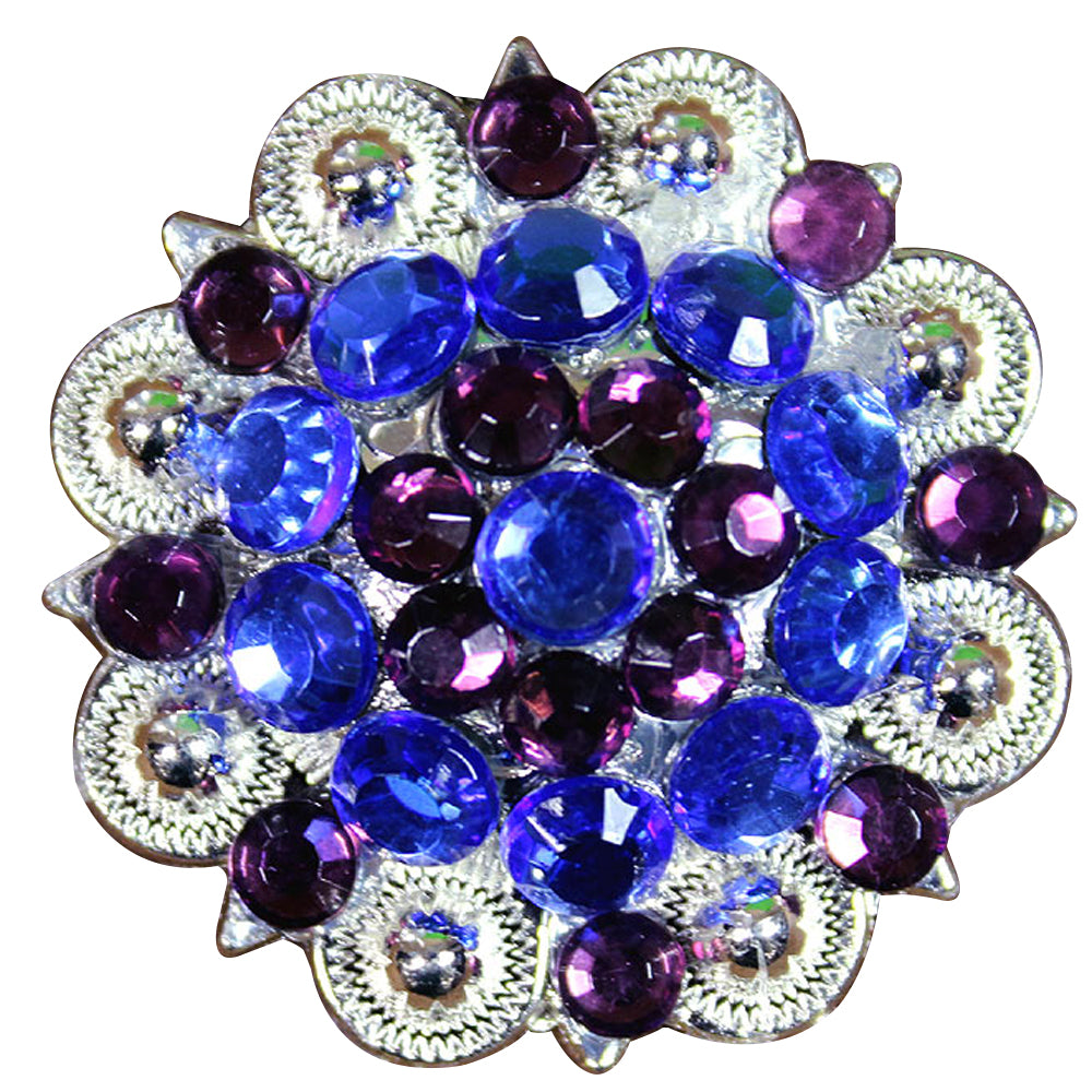 HILASON Blue Purple Crystals 1-1/49 Inch Berry Concho Rhinestone Tack| Slotted Conchos | Leather Screw Back