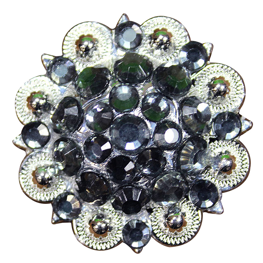 HILASON Black Daimond Crystals 1-1/4 Berry Concho Rhinestone Tack Saddle| Slotted Conchos | Leather Screw Back