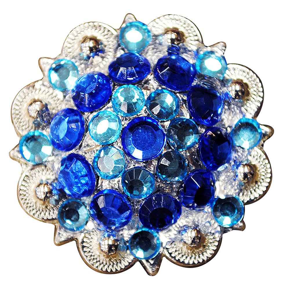 HILASON Western Screw Back Concho Blue Crystals Saddle Turquoise and Color | Slotted Conchos