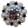 HILASON Brown Ab Crystal 1-1/4In Berry Concho Rhinestone Tack Saddle | Western Belt Slotted Conchos