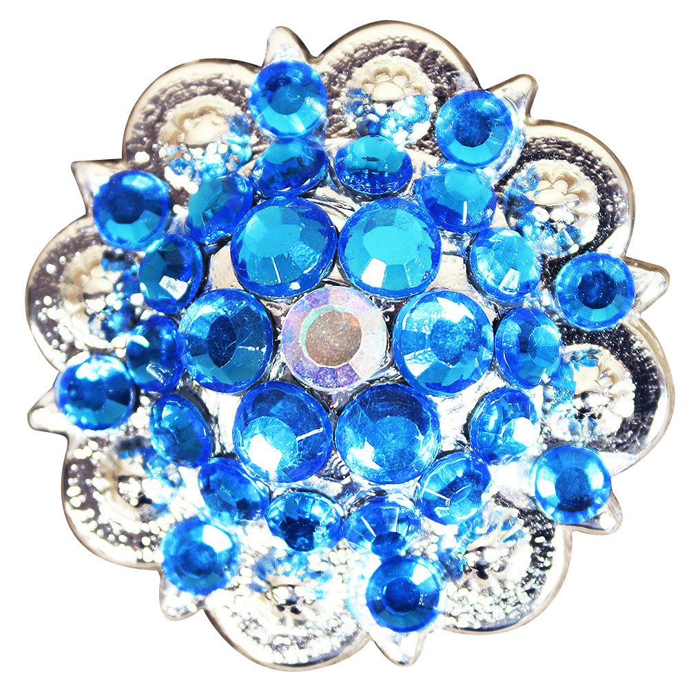 HILASON Western Screw Back Concho Capri Blue Ab Crystal Saddle and Color | Slotted Conchos