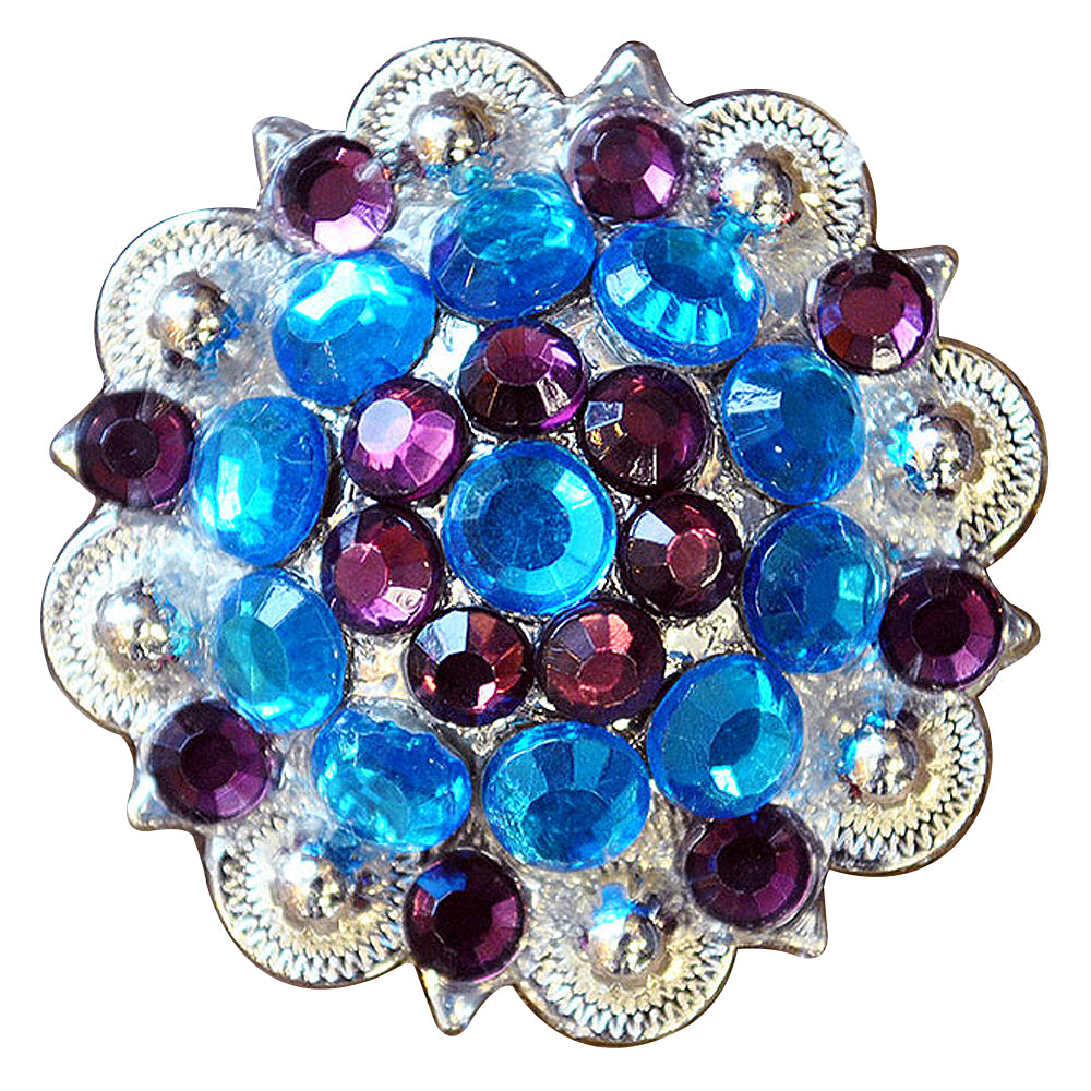 HILASON Capri Amethyst Crystal 1-1/4 In Berry Tack Saddle Cowgirl | Western Concho Belt Slotted Conchos