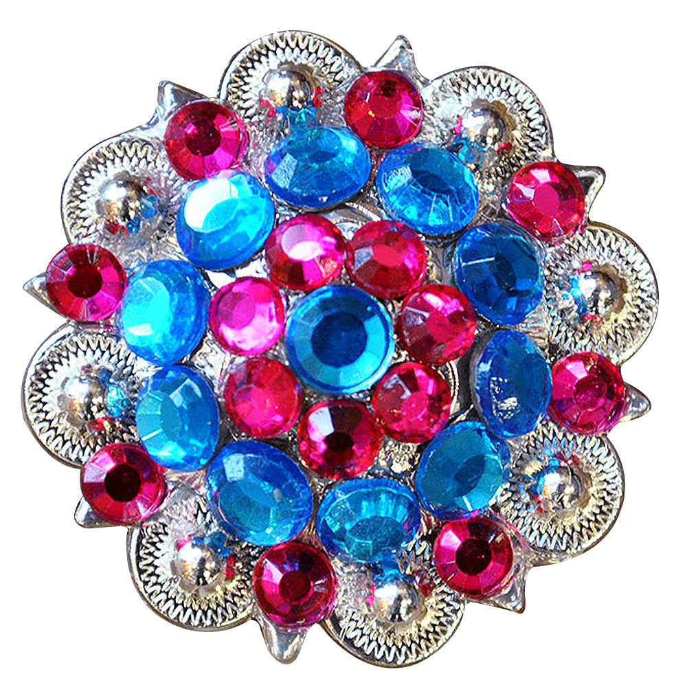 HILASON Western Screw Back Concho Blue Fuchsia Crystal Saddle and Color | Belt Slotted Conchos