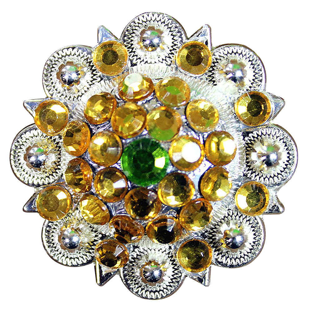 HILASON Capri Blue Crystal 1-1/4In Berry Tack Saddle | Slotted Conchos Leather Screw Back