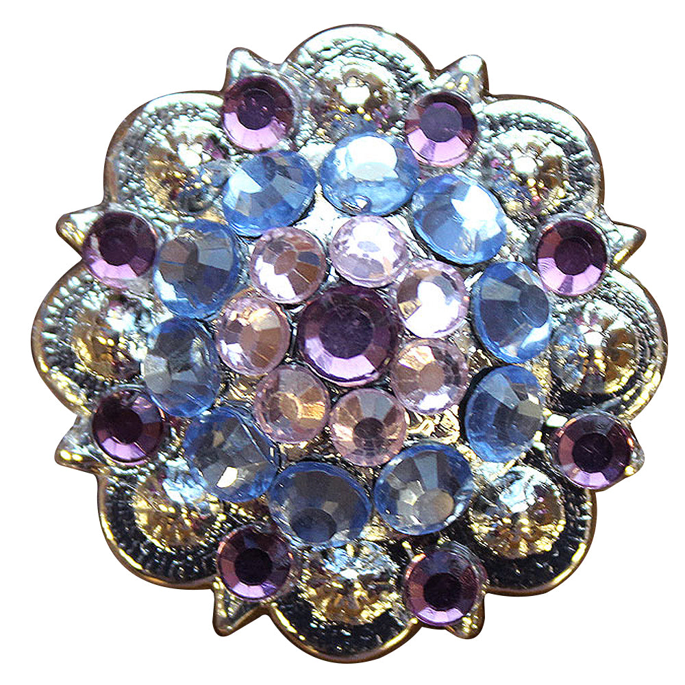 HILASON Screw Back Concho Rose Aqua Marine Crystal 1-1/4In Saddle Light Amethyst, and color