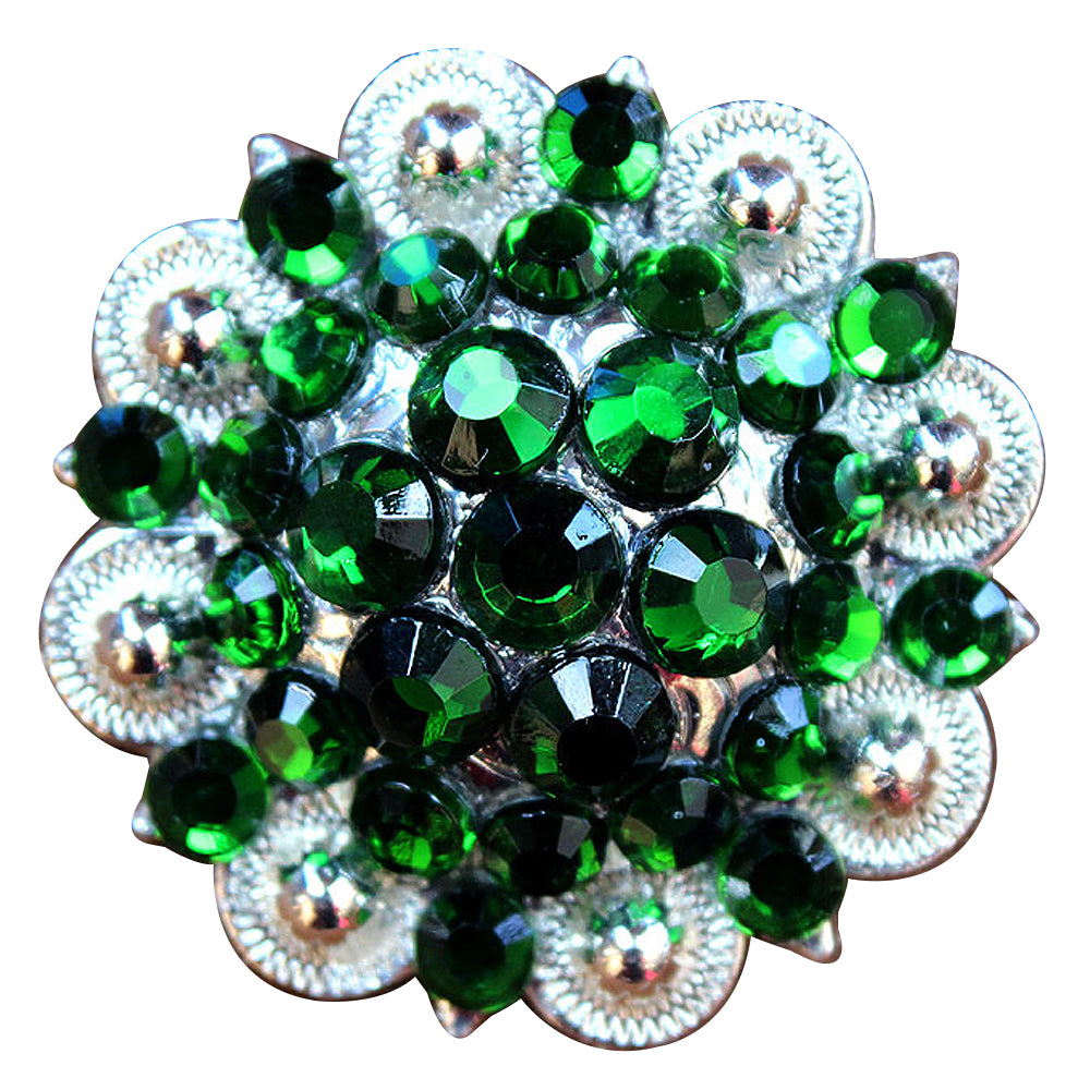HILASON Western Screw Back Concho Green Crystal 1-1/4In Saddle Cowgirl Olivine color | Slotted Conchos Bling