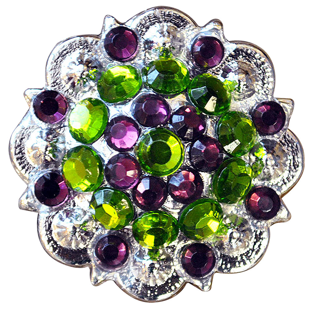 HILASON Screw Back Concho Peridot Amethyst Crystal Saddle Green and Color | Bridle Conchos Slotted