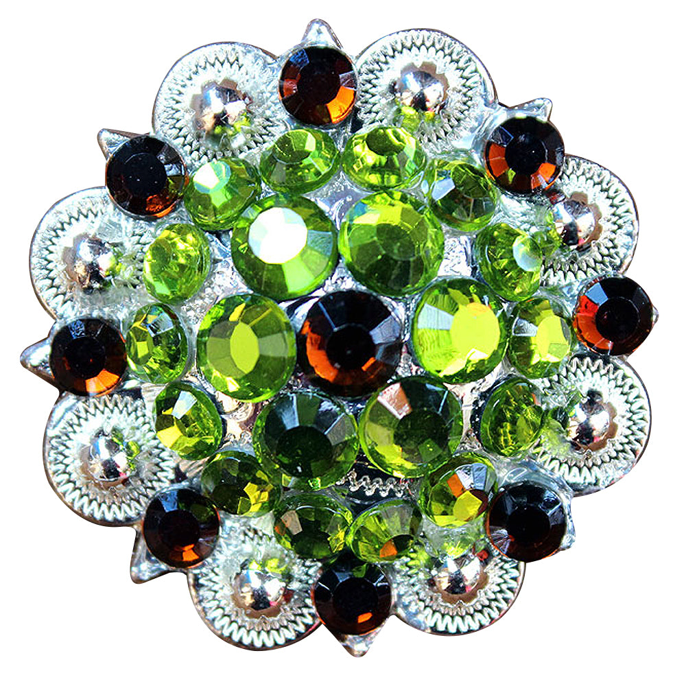 HILASON Western Screw Back Concho Green Brown Crystal Saddle Peridot and Smoked Topaz Color | Slotted Conchos
