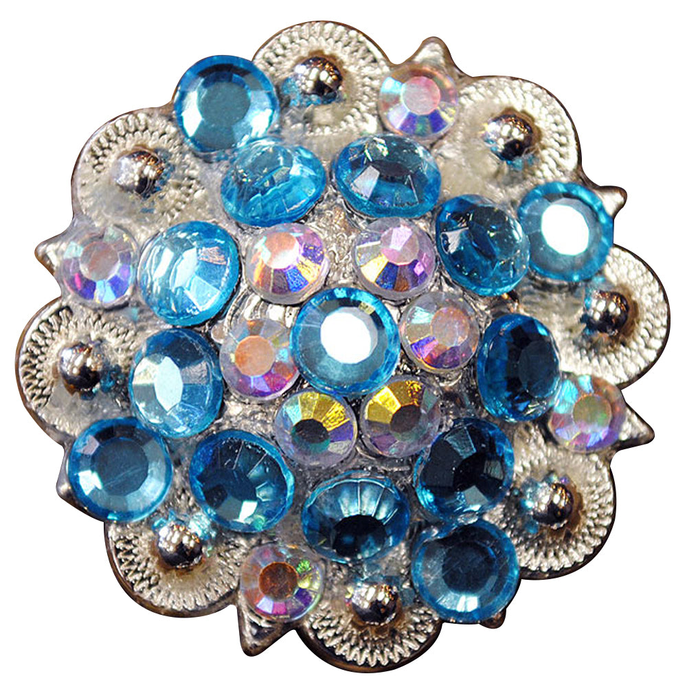 HILASON Western Screw Back Concho Turquoise Ab Crystal Saddle and stone Color | Bridle Conchos Slotted