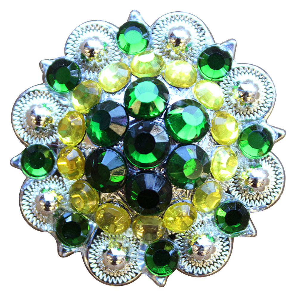 HILASON Western Screw Back Concho Green Crystal Saddle Cowgirl Olivine and Peridot Color | Bridle Conchos Slotted