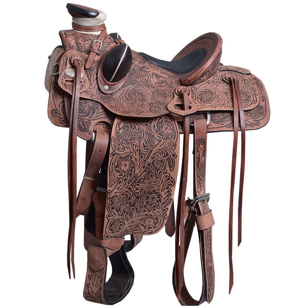 16 In Western Horse Saddle American Leather Wade Ranch Roping Dark Brown Hilason