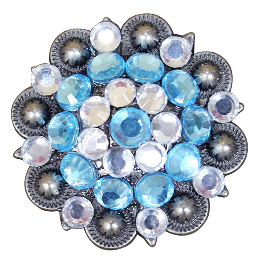 HILASON Turquoise Crystal Berry Saddle Headstall Tack Cowgirl | Western Concho Belt Slotted Conchos