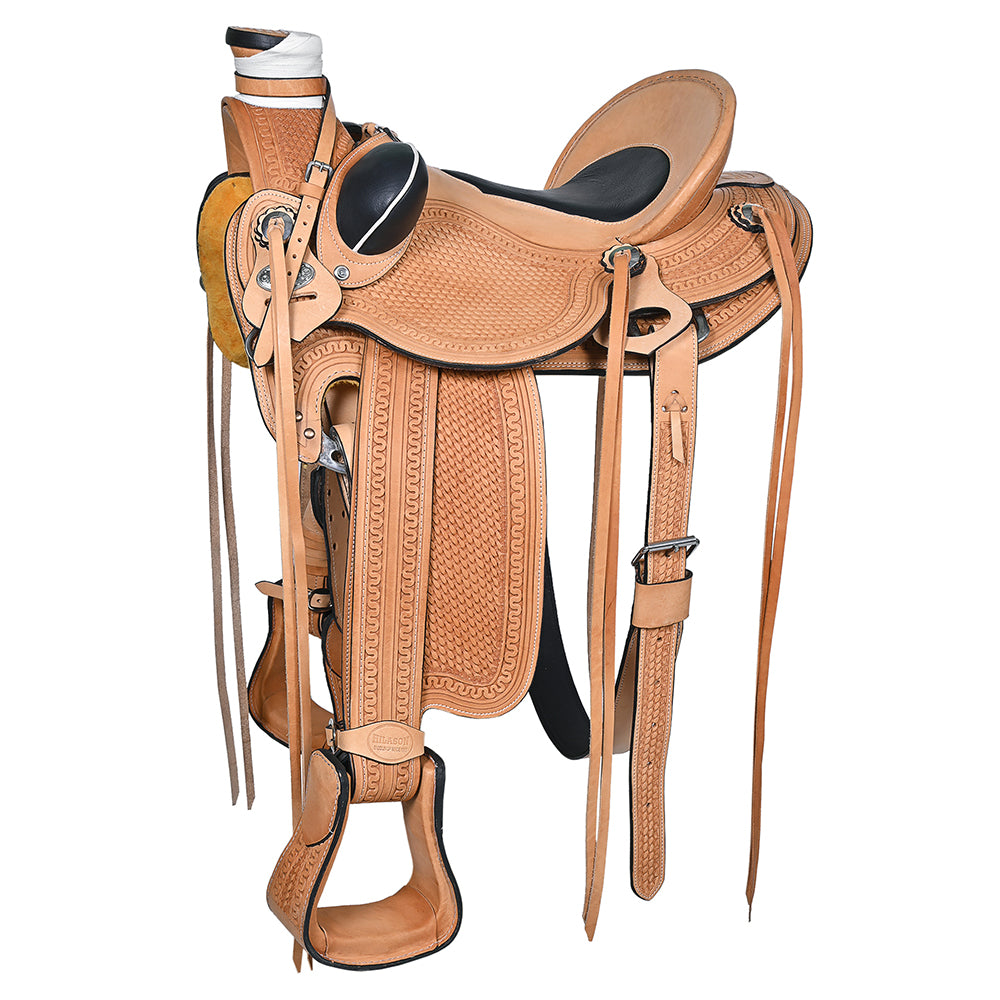 HILASON Western Horse Saddle American Leather Wade Ranch Roping Tan | Hand Tooled & For Horses