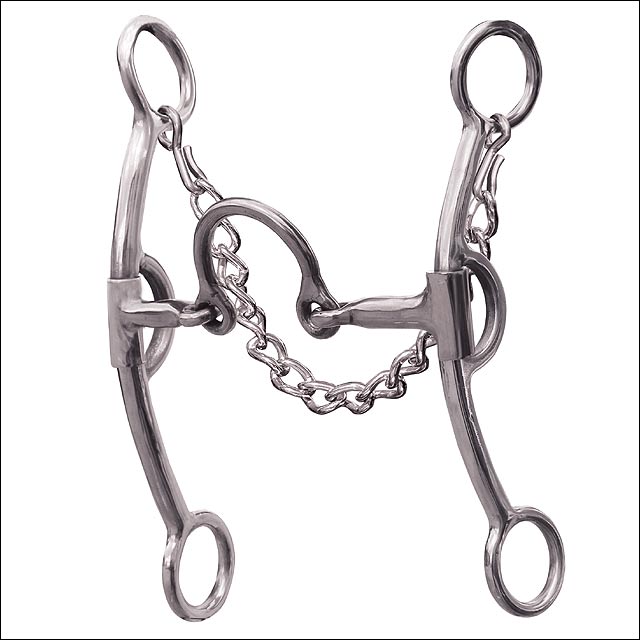 6.75" Professional Choice Derby Bit Smooth Medium Port Horse Curb Mouth