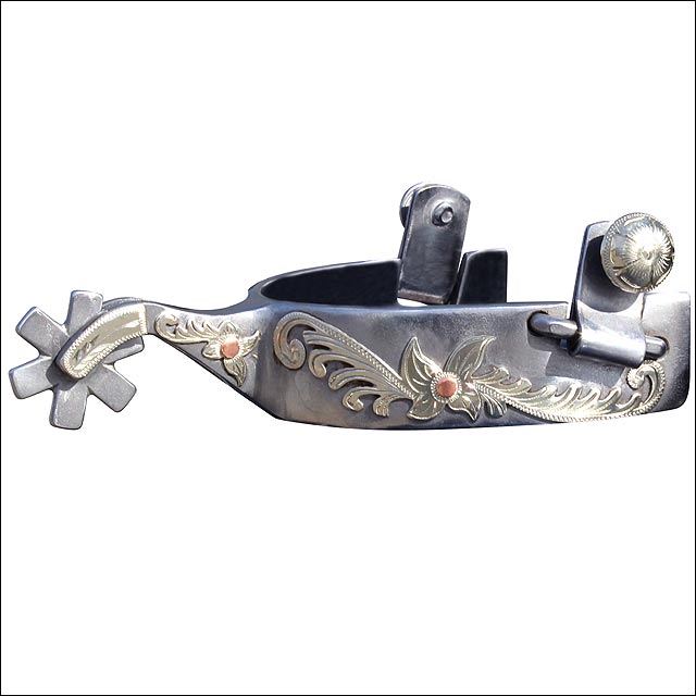 Professional Choice Horse Tack Floral Horseman 6Pt Rowel Silver Spurs