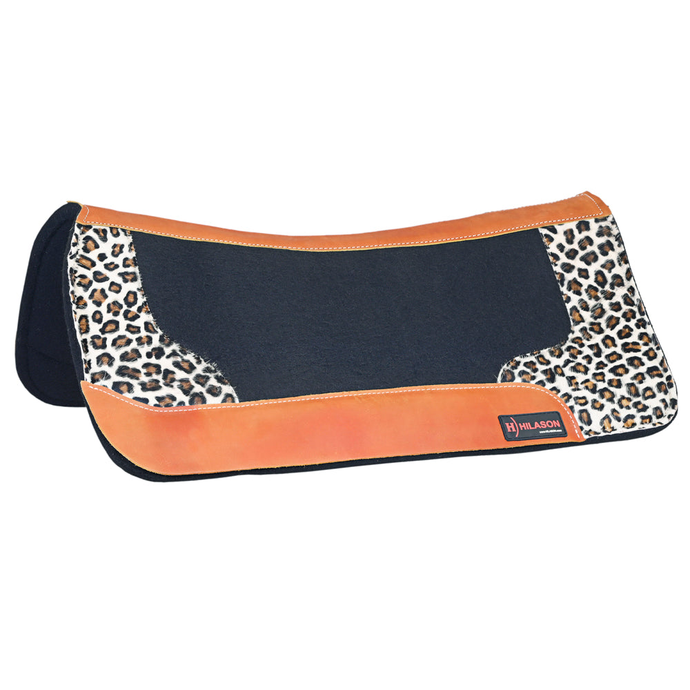 HILASON Western Wool Felt Horse Saddle Pad W/ Distressed Wear Leather | for Horses