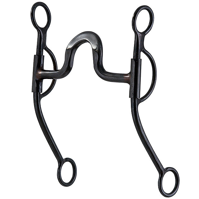 Hilason Black Steel Training Horse Bit Spoon Mouth Copper Inlay