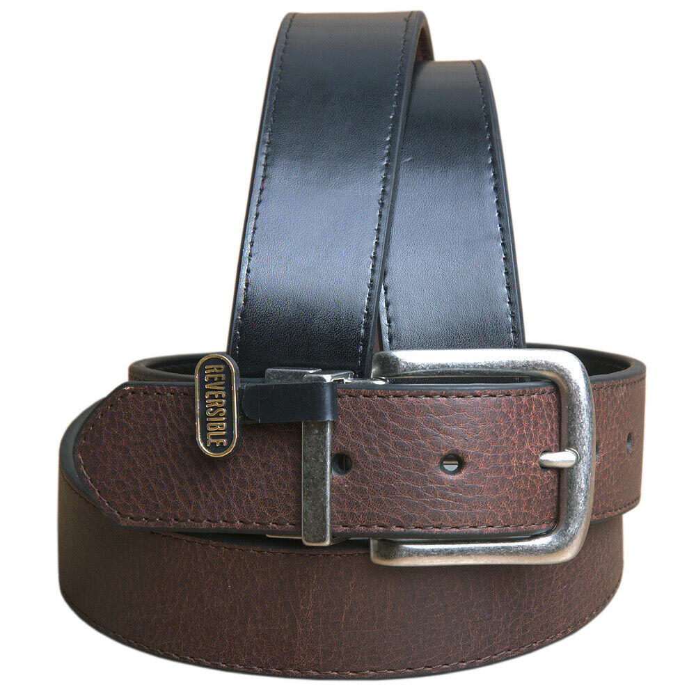 44 In John Deere Reversible Brown Leather Belt Nickel Buckle