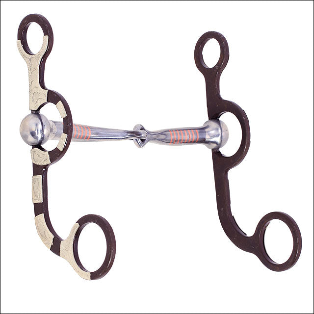 Hilason Brown Argentine Stainless Steel Snaffle Mouth W/Copper Inlay