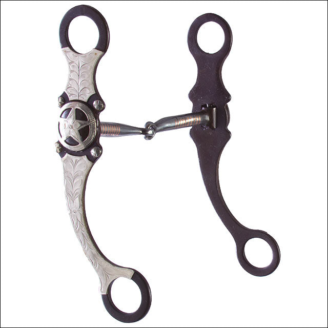 Hilason Brown Steel Curb Horse Bit German W/Star Hand Engraved Cheeks