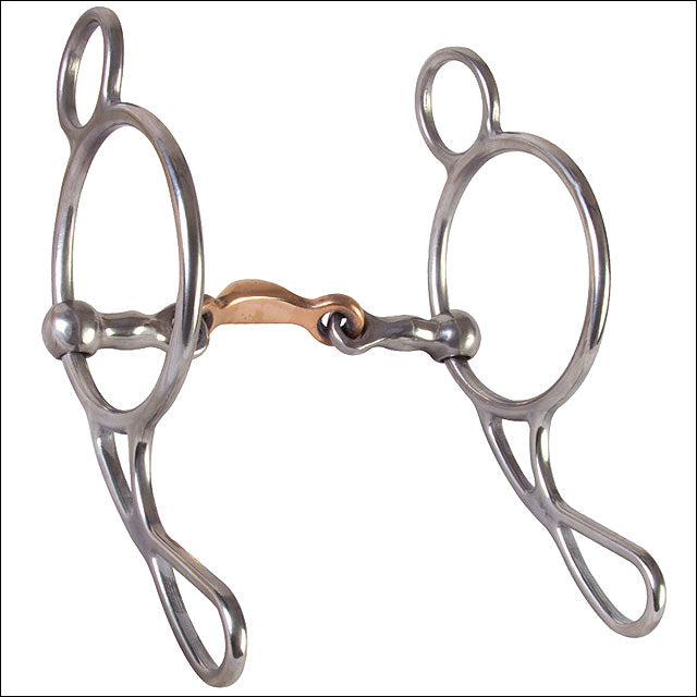 5-1/8 In Hilason Stainless Steel Horse Gag Bit 3pc Mouth/Copper Topped Port
