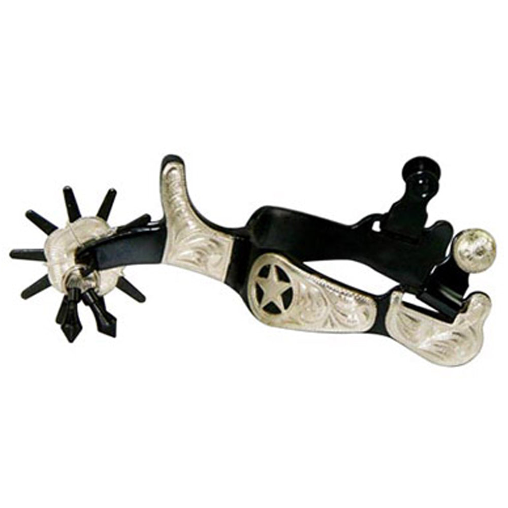 Hilason 1 In Mens Spurs with jingle bobs Hand-engraved Silver overlay