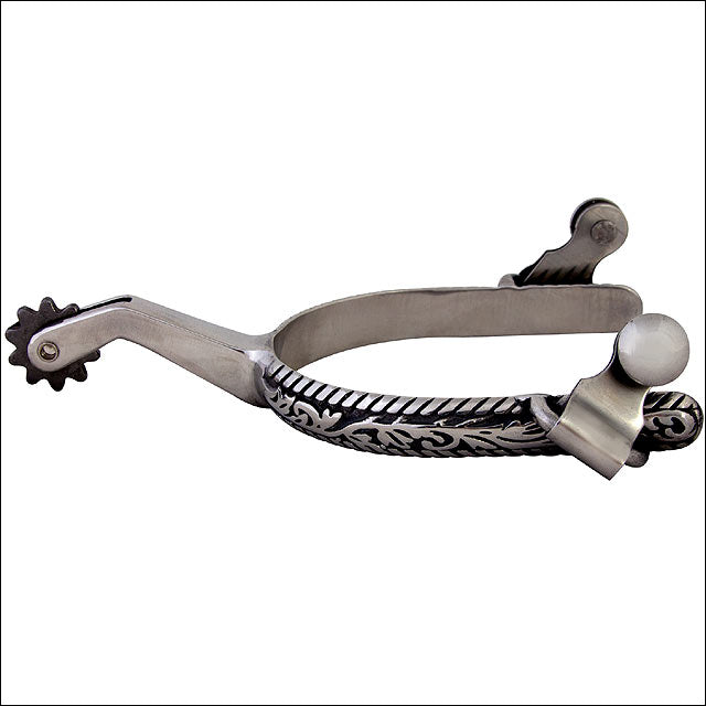 Hilason Stainless Steel Men Spur Autumn Leaves Engraved Band