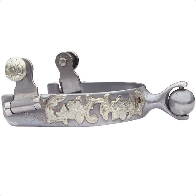 Professional Choice Horse Tack Floral Horseman 10Pt Rowel Silver Ball Spurs