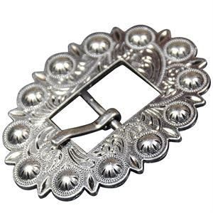 HILASON Screw Back Concho Stainless Steel Ed Leather Floral Buckle | Bridle Conchos Western Slotted