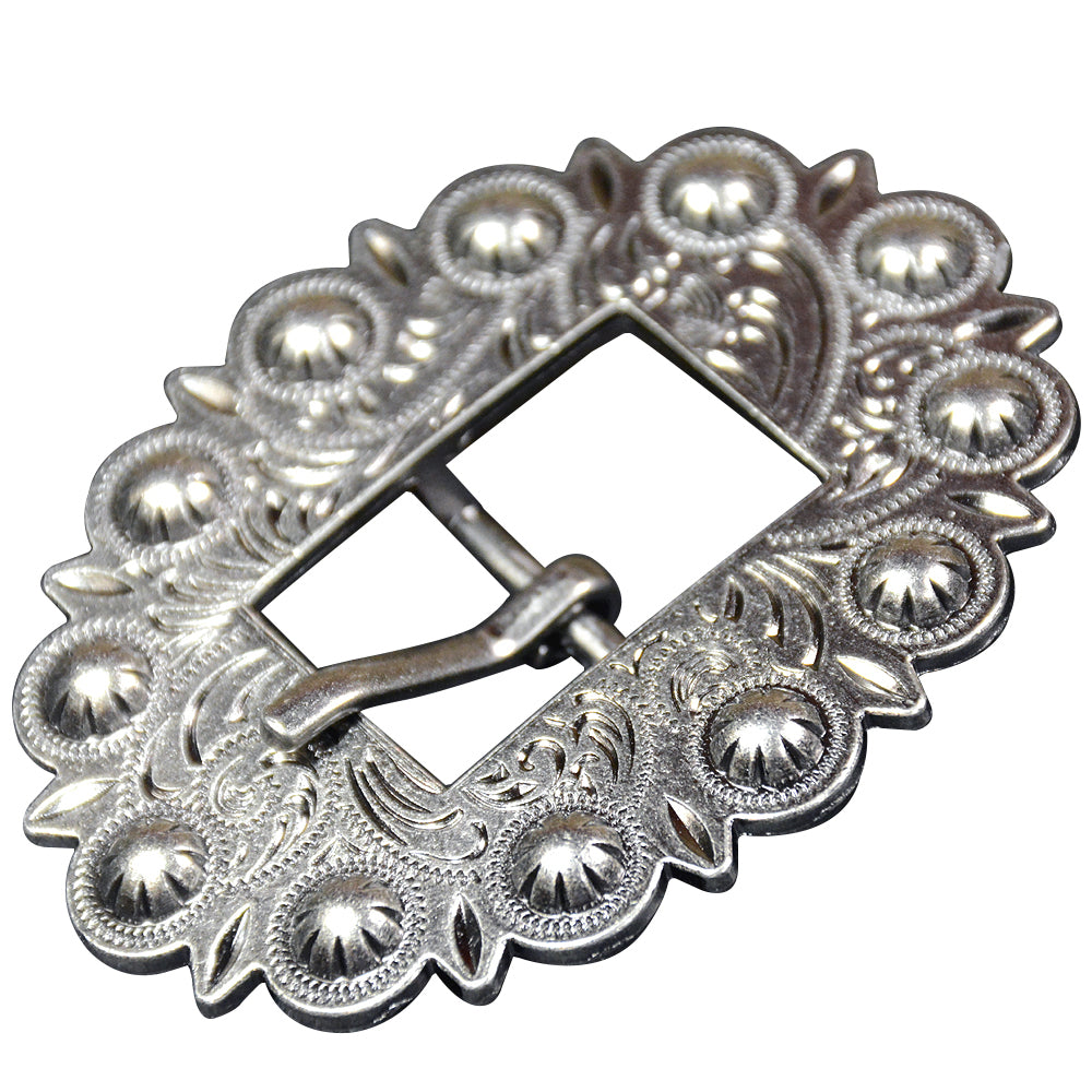 HILASON Screw Back Concho Stainless Steel Ed Leather Floral Buckle | Bridle Conchos Western Slotted