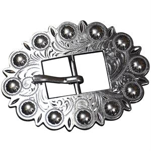 HILASON Screw Back Concho Stainless Steel Ed Leather Belt Floral Buckle Set | Western Slotted Conchos