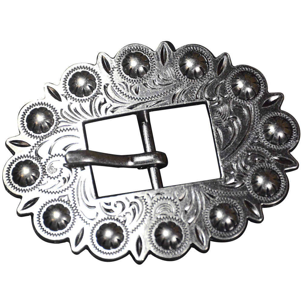 HILASON Screw Back Concho Stainless Steel Ed Leather Belt Floral Buckle Set | Western Slotted Conchos