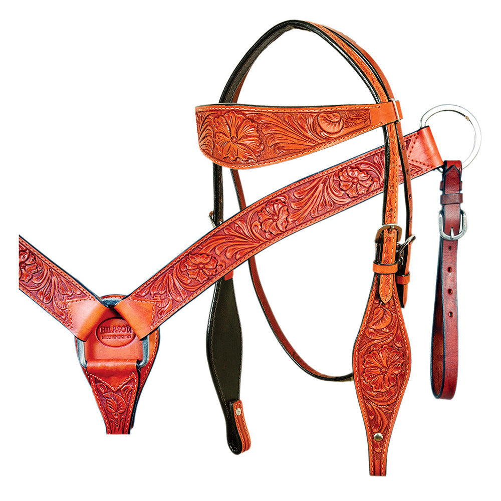 HILASON Western Horse Headstall Breast Collar Set Tack Genuine American Leather