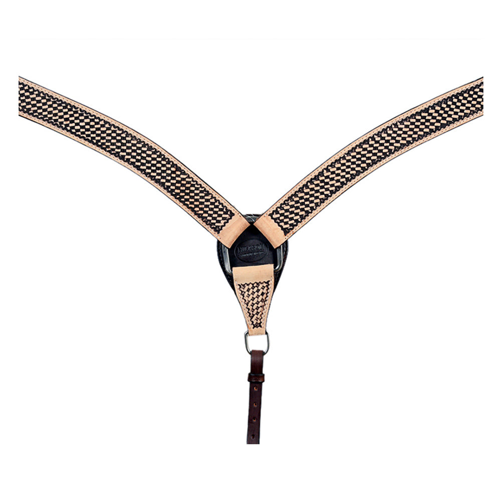 HILASON Western Horse Headstall Breast Collar Set Genuine American Leather Basket Weave Rough Out Dark Brown | For Horses