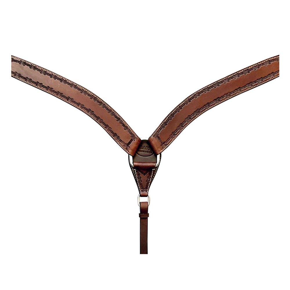 HILASON Western Horse Headstall Breast Collar Set Genuine American Leather Barb Wire Rough Out Dark Brown | For Horses