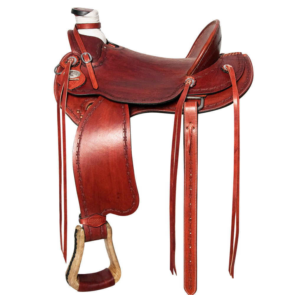 HILASON Western Horse Wade Saddle American Leather Ranch Roping Mahogany | Hand Tooled & For Horses