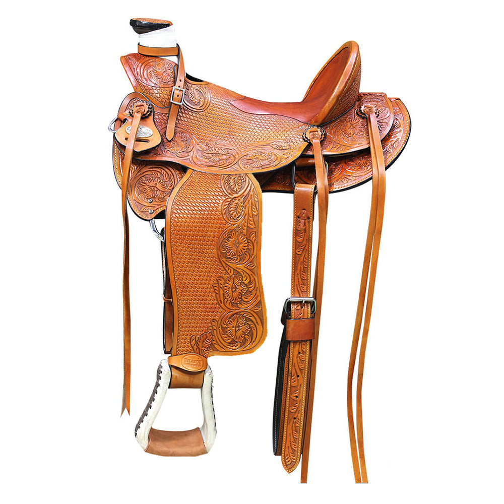 HILASON Western Horse Wade Saddle Leather Ranch Roping Beige | Hand Tooled & For Horses