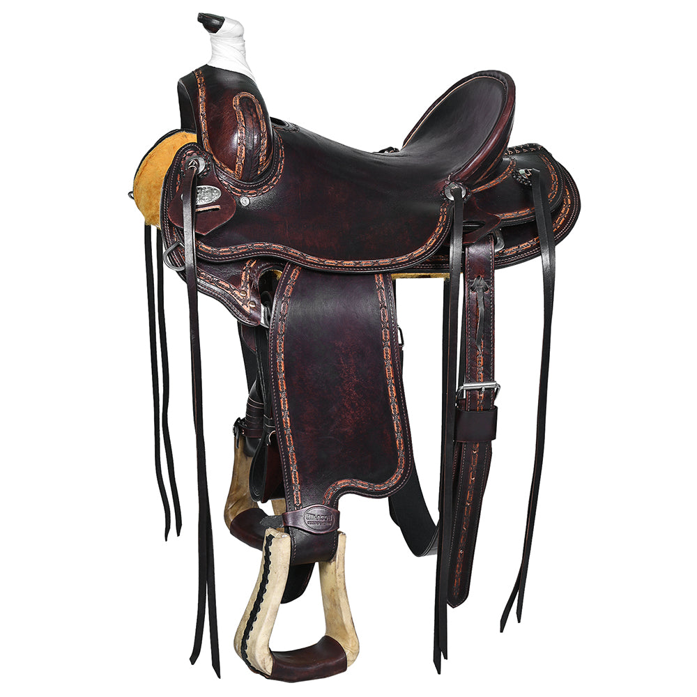 HILASON Western Horse Saddle American Leather Ranch Roping Trail Dark Brown | Hand Tooled Wade & For Horses