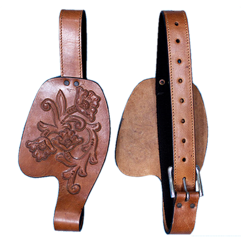 HILASON Youth Saddle Fenders Short Replacement Stirrup Fender Floral Tooling