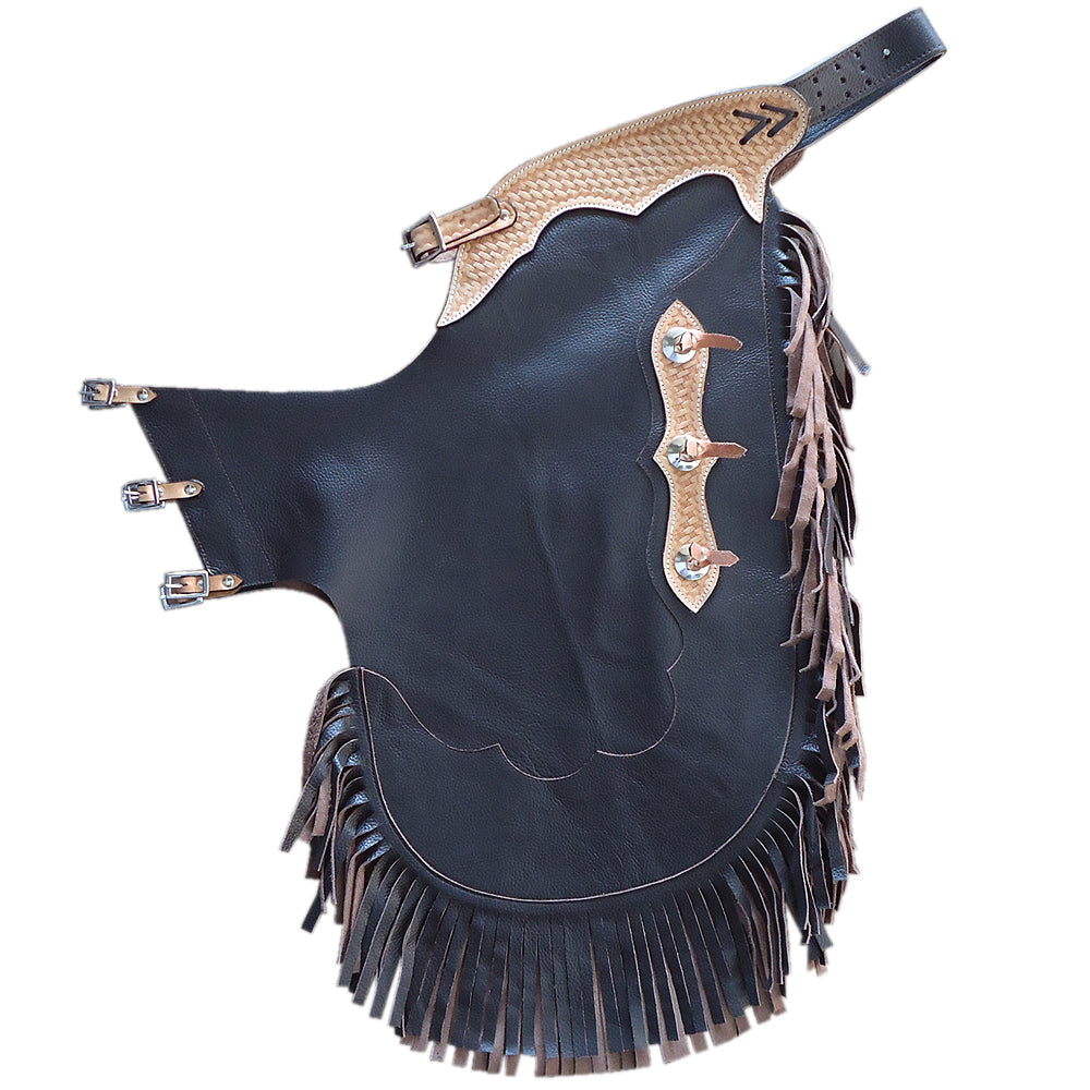 HILASON Bull Riding Chinks Pro Rodeo Bronc Leather Black | Handmade Chaps Western for Adults Hand Tooled Adult