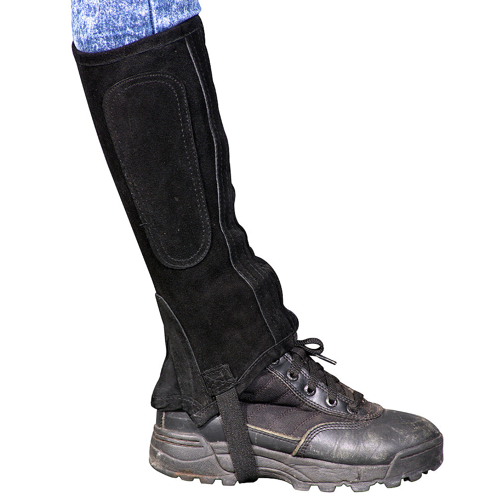 Large Shires Equestrian Children Suede Half Chaps Elastic Calf Strap Black