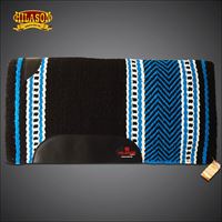 HILASON Western Horse Saddle Blanket Pad New Zealand Wool Rodeo Blue-Black