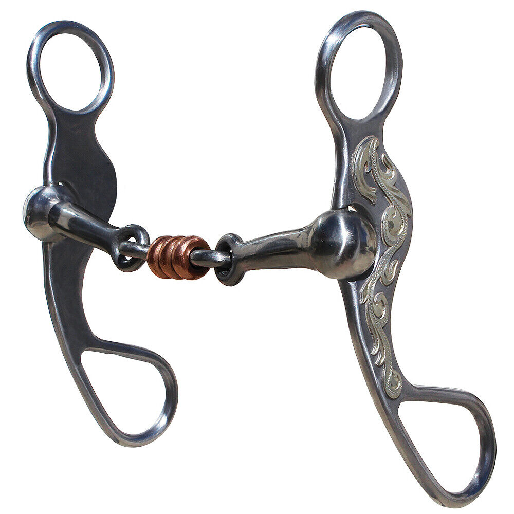 5" Professional Choice Bob Avila Santa Rosa Shank Dog Bone Roller Horse Bit