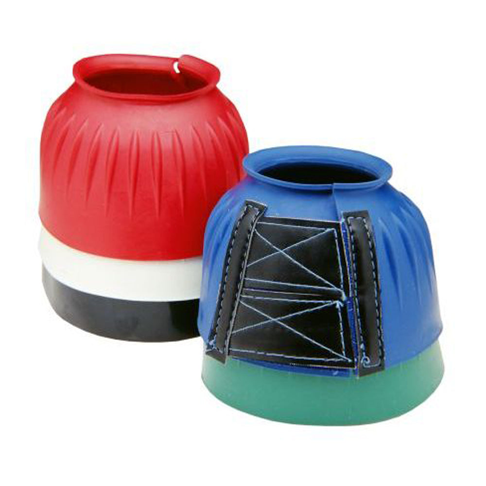 Medium Tough 1 Heavy Duty Open Horse Leg Rubber Bell Boots W/ Leather Grip Red