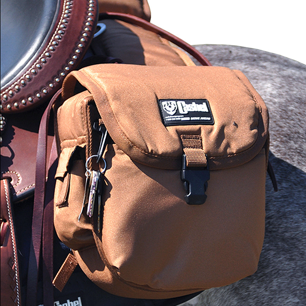 Medium Classic Equine Horse Saddle Rear Bag Padded Pocket Brown