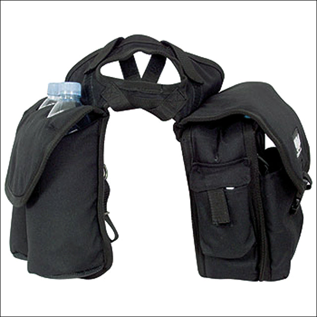 Medium Classic Equine Horn Saddle Bag W/ Criss Cross Straps Black